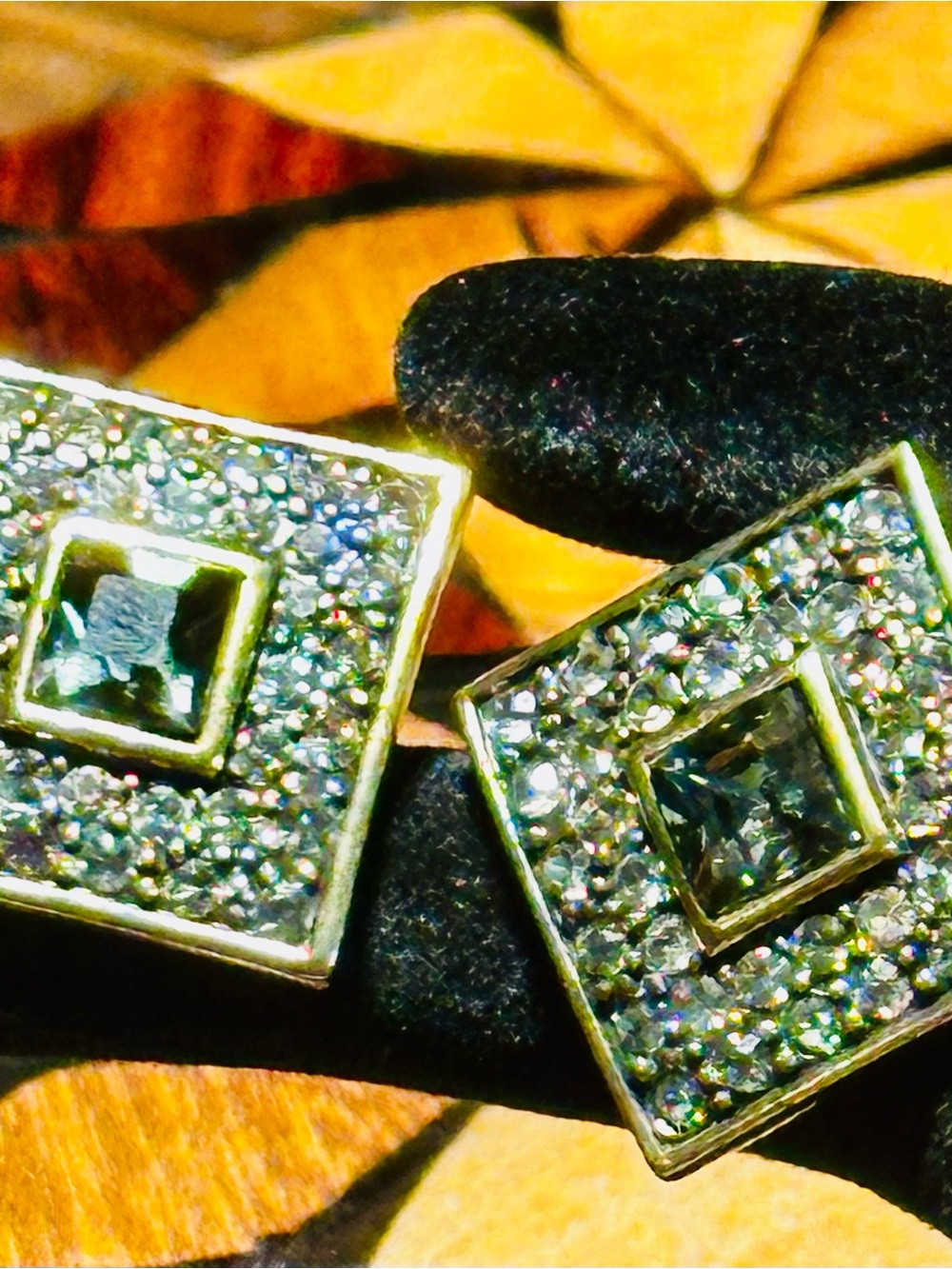 Heidi Daus “South Sea Riches” Gray Square Post Earrings